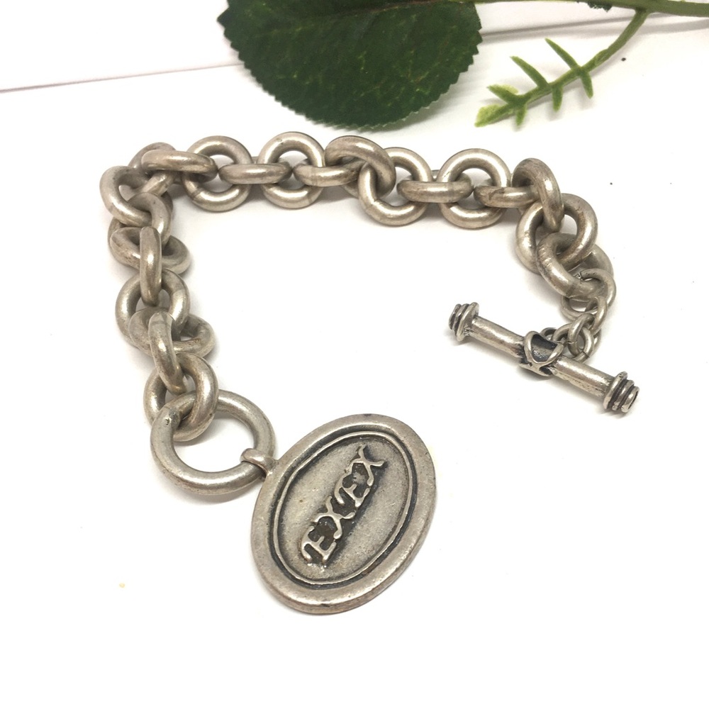 Claudia Agudelo oval tag ExEx silver link bracelet